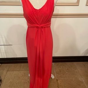 Dress orange/red color maxi with knotted front and back tie up